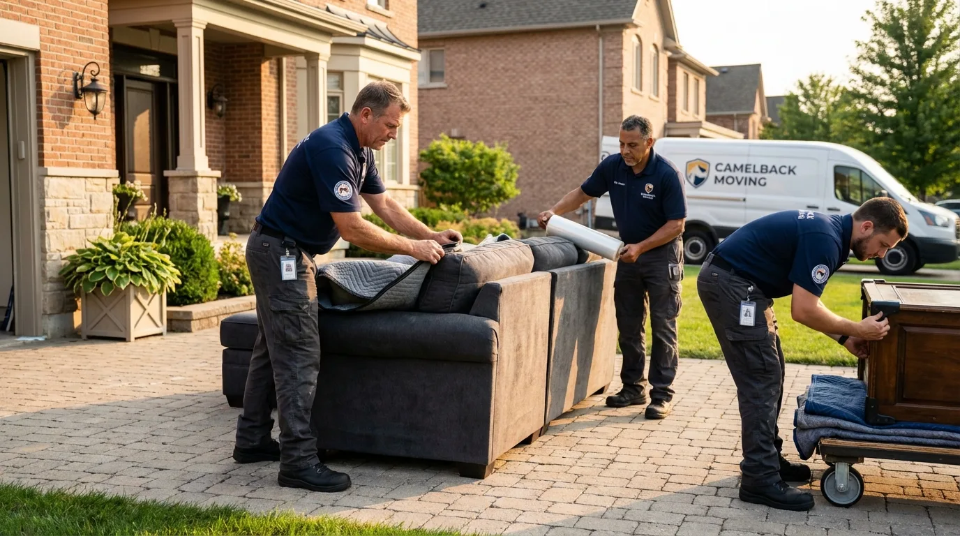 Large estate moving crew wrapping furniture in Leadville, CO