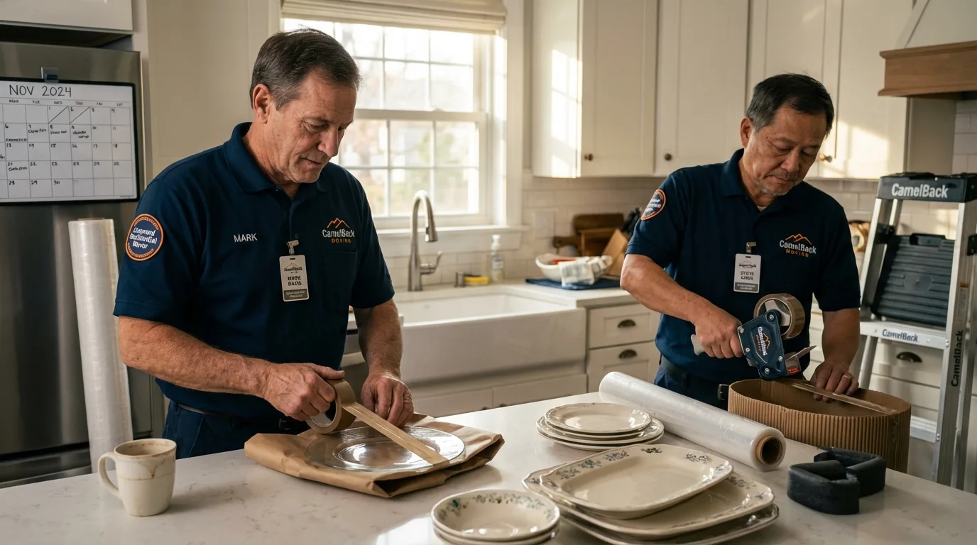 Professional crew packing kitchen dishware in Leadville, CO